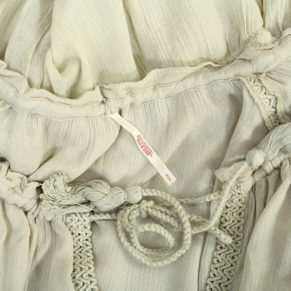 Free People In The Moment Midi Dress Long Sleeve Flowy Crochet Ruffle S 286029 - Picture 8 of 8